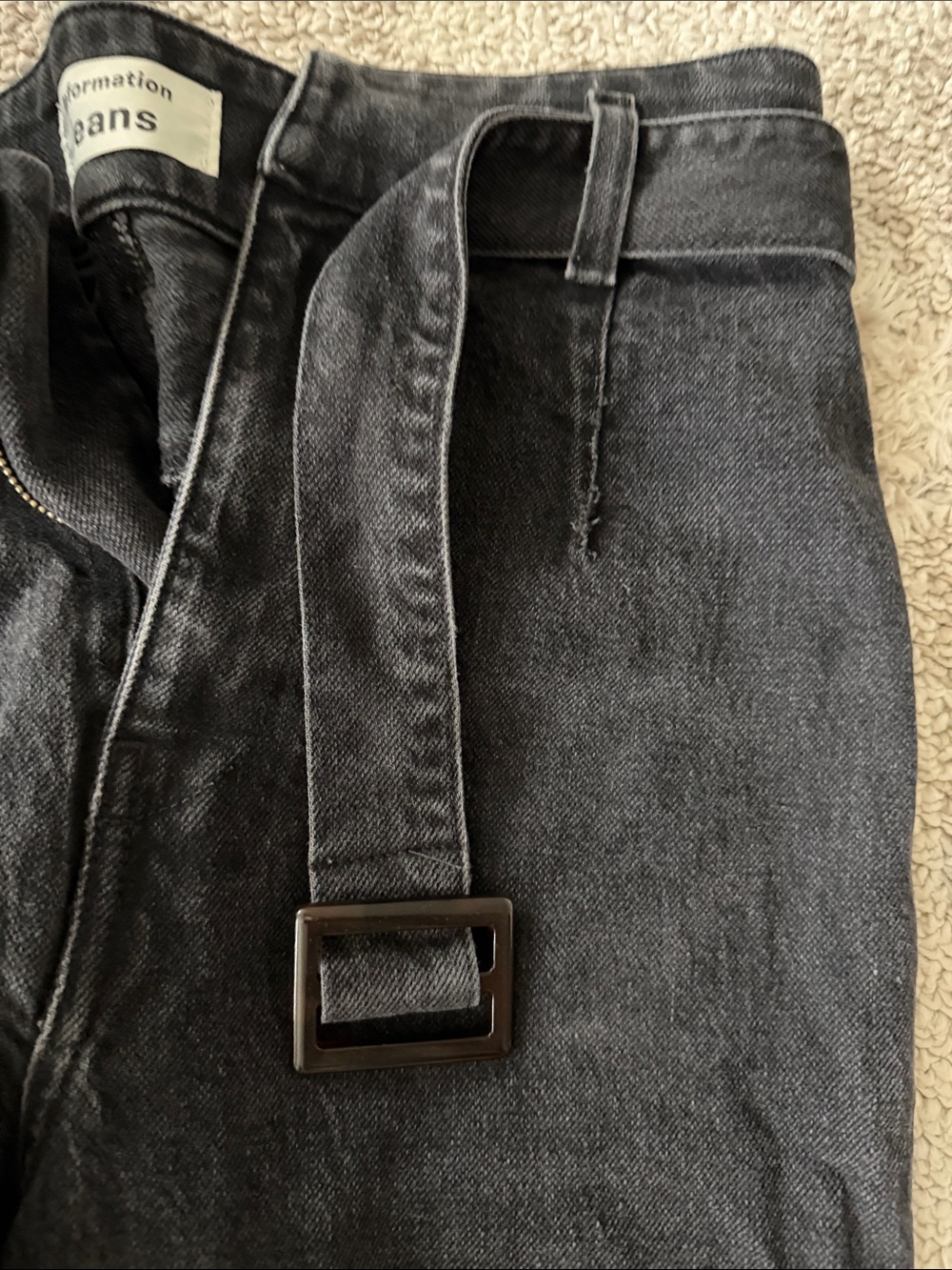 Reformation KAYO Slim Straight Black Jeans with Fabric Waist Belt - Picture 7 of 8